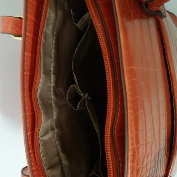 Anne Klein Orange Crocodile Embossed Tote Bag - Picture 6 of 16